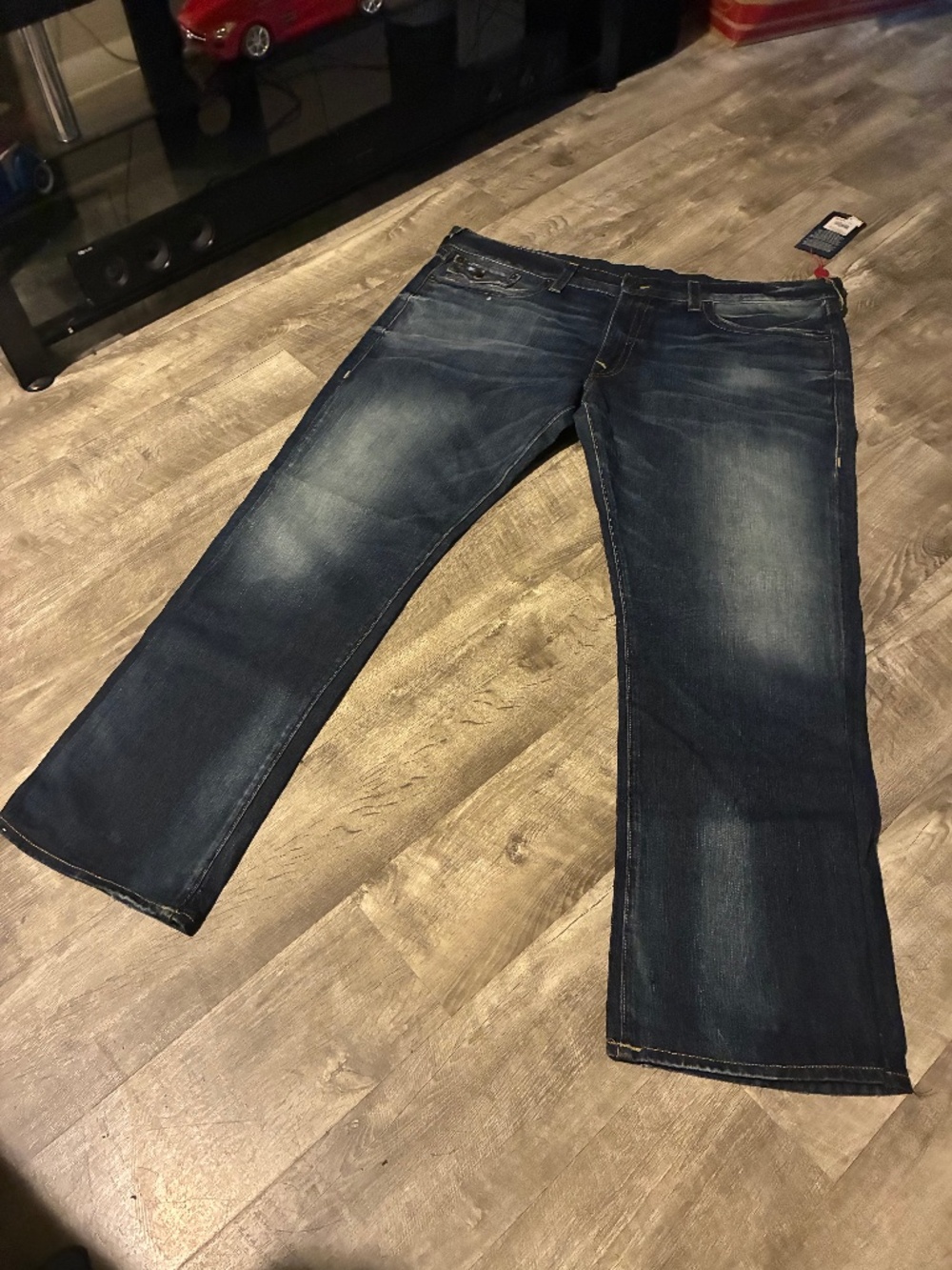 Vintage True Religion Billy Relaxed Bootcut Jeans Dark Wash Denim SZ 44 NWT New